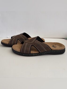 SIZE 10M Dockers Men's Dark Brown Slide Sandal /Flip Flop with memory Foam